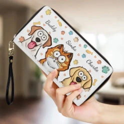 Peeking Paws, Little Jaws - Dog & Cat Personalized Custom 3D Inflated Effect Printed Leather Long Wallet - Gift For Pet Owners, Pet Lovers -Pawfect House Store 6760fd264e23d