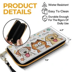 Peeking Paws, Little Jaws - Dog & Cat Personalized Custom 3D Inflated Effect Printed Leather Long Wallet - Gift For Pet Owners, Pet Lovers -Pawfect House Store 6760fd35acbe6