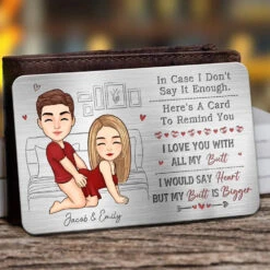 Thanks For Loving All Of Me - Couple Personalized Custom Aluminum Wallet Card - Gift For Husband Wife, Anniversary