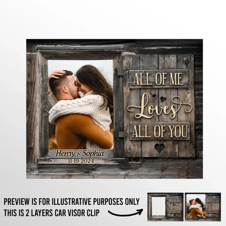 Custom Photo I Love You With All Of Me - Couple Personalized Custom Car Visor Clip - Gift For Husband Wife, Anniversary 2 Custom Photo I Love You With All Of Me - Couple Personalized Custom Car Visor Clip - Gift For Husband Wife, Anniversary - Image 2