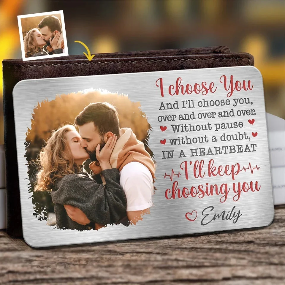 Custom Photo Happier With You - Couple Personalized Custom Aluminum Wallet Card - Gift For Husband Wife, Anniversary 1 Custom Photo Happier With You - Couple Personalized Custom Aluminum Wallet Card - Gift For Husband Wife, Anniversary