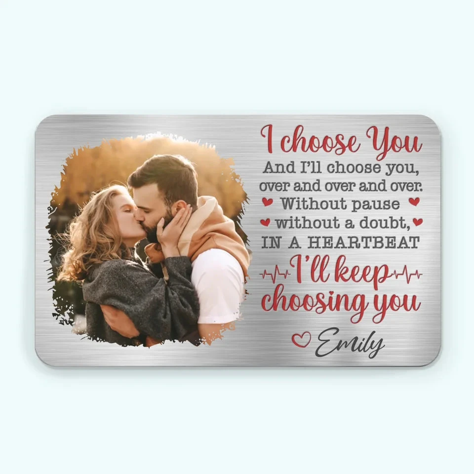 Custom Photo Happier With You - Couple Personalized Custom Aluminum Wallet Card - Gift For Husband Wife, Anniversary 2 Custom Photo Happier With You - Couple Personalized Custom Aluminum Wallet Card - Gift For Husband Wife, Anniversary - Image 2