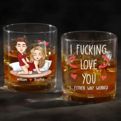 You’re The Piece I Was Missing - Couple Personalized Custom Whiskey Glass - Gift For Husband Wife, Anniversary