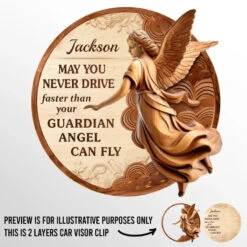 May You Never Drive Faster - Family Personalized Custom Car Visor Clip - Gift For Daughter, Son -Pawfect House Store 6762816dc2e10