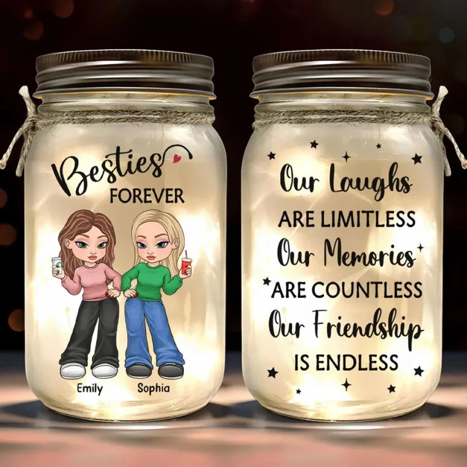 Better Together, Always And Forever - Bestie Personalized Custom Mason Jar Light - Christmas Gift For Best Friends, BFF, Sisters 1 Better Together, Always And Forever - Bestie Personalized Custom Mason Jar Light - Christmas Gift For Best Friends, BFF, Sisters
