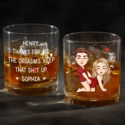Thanks For All The Good Things - Couple Personalized Custom Whiskey Glass - Gift For Husband Wife, Anniversary