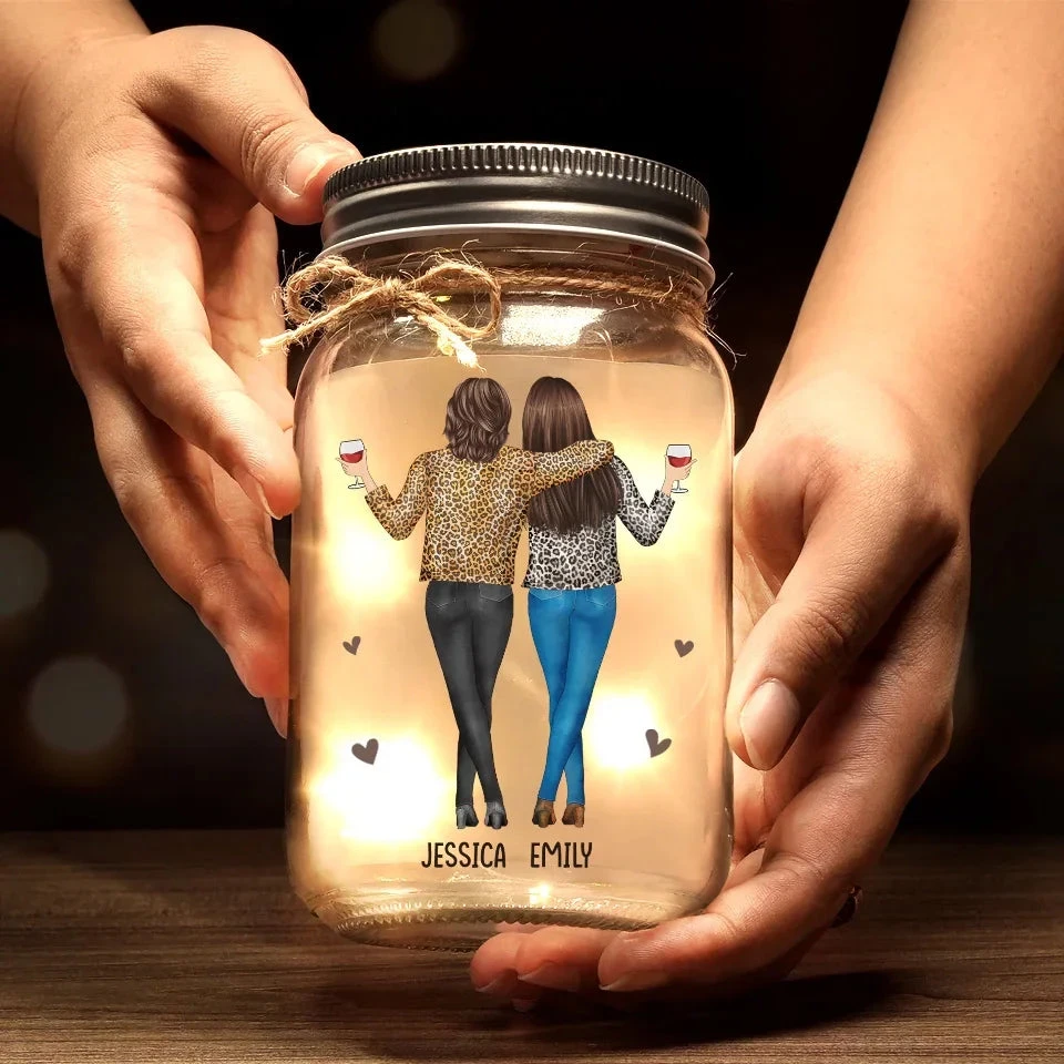 Because Of You, I Laugh A Little Harder - Bestie Personalized Custom Mason Jar Light - Gift For Best Friends, BFF, Sisters 3 Because Of You, I Laugh A Little Harder - Bestie Personalized Custom Mason Jar Light - Gift For Best Friends, BFF, Sisters - Image 3