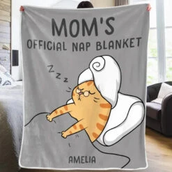 Mom's Official Nap Blanket - Family Personalized Custom Blanket - Gift For Family Members -Pawfect House Store 67637c34d753a