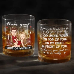 I Promise To Always Be By Your Side - Couple Personalized Custom Whiskey Glass - Gift For Husband Wife, Anniversary
