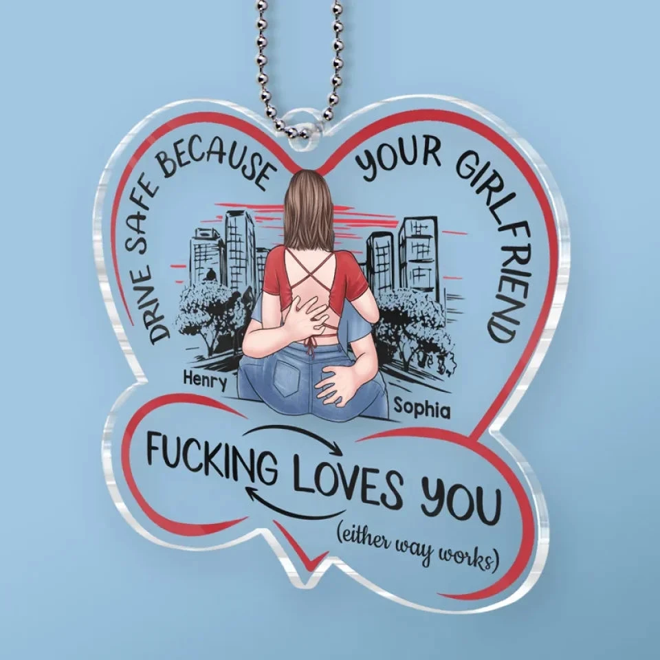 Drive Carefully, My Handsome Friend - Couple Personalized Custom Car Ornament - Acrylic Custom Shaped - Gift For Husband Wife, Anniversary 3 Drive Carefully, My Handsome Friend - Couple Personalized Custom Car Ornament - Acrylic Custom Shaped - Gift For Husband Wife, Anniversary - Image 3