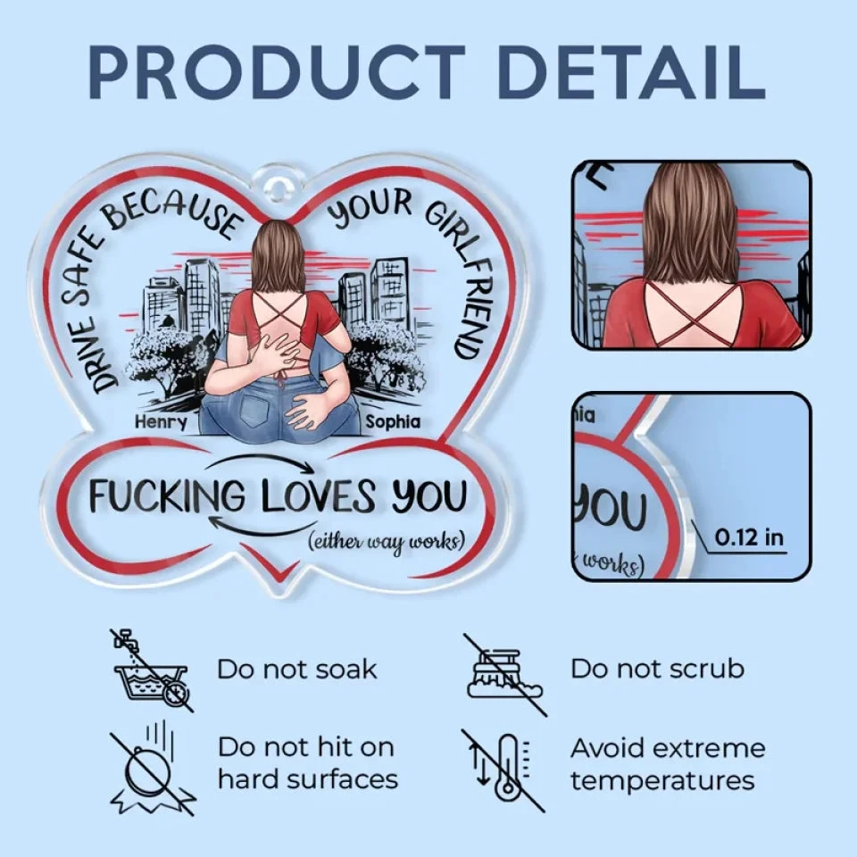 Drive Carefully, My Handsome Friend - Couple Personalized Custom Car Ornament - Acrylic Custom Shaped - Gift For Husband Wife, Anniversary 5 Drive Carefully, My Handsome Friend - Couple Personalized Custom Car Ornament - Acrylic Custom Shaped - Gift For Husband Wife, Anniversary - Image 5