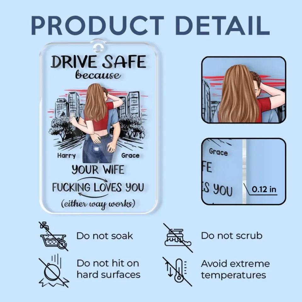 Have A Safe Journey - Couple Personalized Custom Car Ornament - Acrylic Custom Shaped - Gift For Husband Wife, Anniversary 5 Have A Safe Journey - Couple Personalized Custom Car Ornament - Acrylic Custom Shaped - Gift For Husband Wife, Anniversary - Image 5