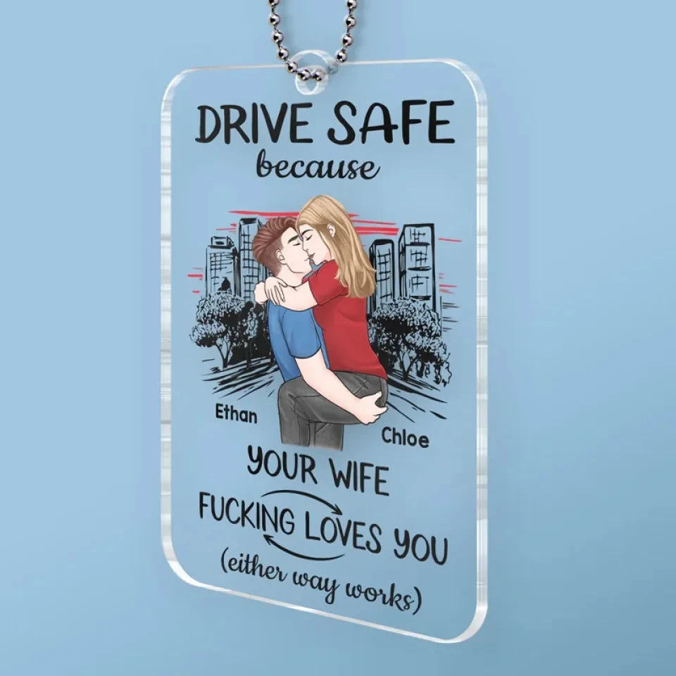 Take Care While You’re On The Road - Couple Personalized Custom Car Ornament - Acrylic Custom Shaped - Gift For Husband Wife, Anniversary 3 Take Care While You’re On The Road - Couple Personalized Custom Car Ornament - Acrylic Custom Shaped - Gift For Husband Wife, Anniversary - Image 3