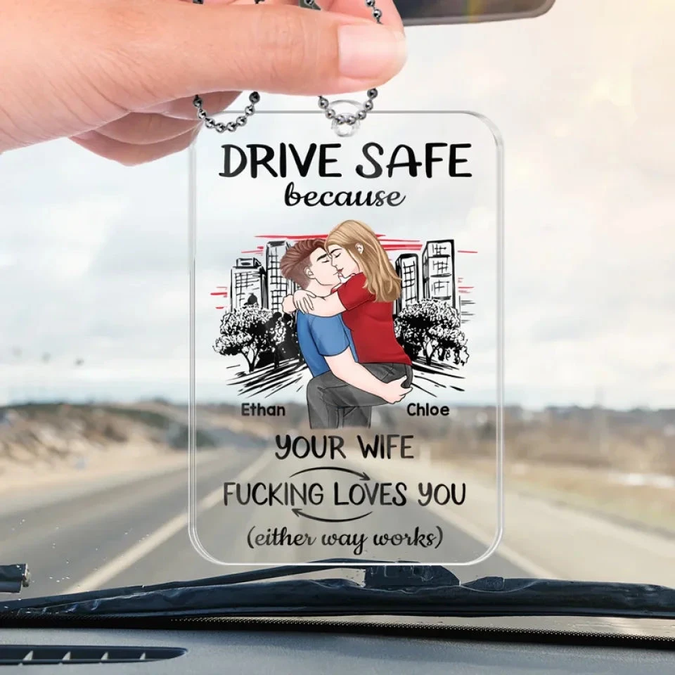 Take Care While You’re On The Road - Couple Personalized Custom Car Ornament - Acrylic Custom Shaped - Gift For Husband Wife, Anniversary 4 Take Care While You’re On The Road - Couple Personalized Custom Car Ornament - Acrylic Custom Shaped - Gift For Husband Wife, Anniversary - Image 4