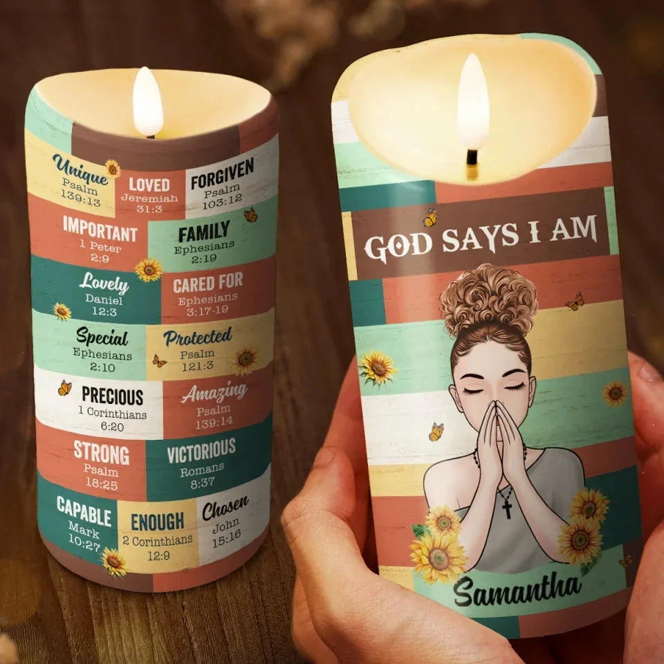 God Says I Am - Personalized Custom LED Candle - Gift For Family Members 3 God Says I Am - Personalized Custom LED Candle - Gift For Family Members - Image 3