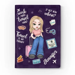 Work Hard Travel Hard - Travel Personalized Custom Passport Cover, Passport Holder - Holiday Vacation Gift, Gift For Adventure Travel Lovers -Pawfect House Store 67652295e05b2