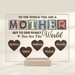 To Our Family, You Are The World - Family Personalized Custom Rectangle Shaped Acrylic Plaque - Gift For Mom, Grandma