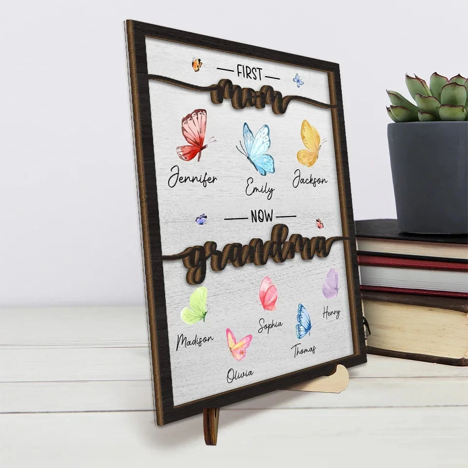 My First Home Was In Her Heart - Family Personalized Custom 2-Layered Wooden Plaque With Stand - Gift For Mom, Grandma 4 My First Home Was In Her Heart - Family Personalized Custom 2-Layered Wooden Plaque With Stand - Gift For Mom, Grandma - Image 4