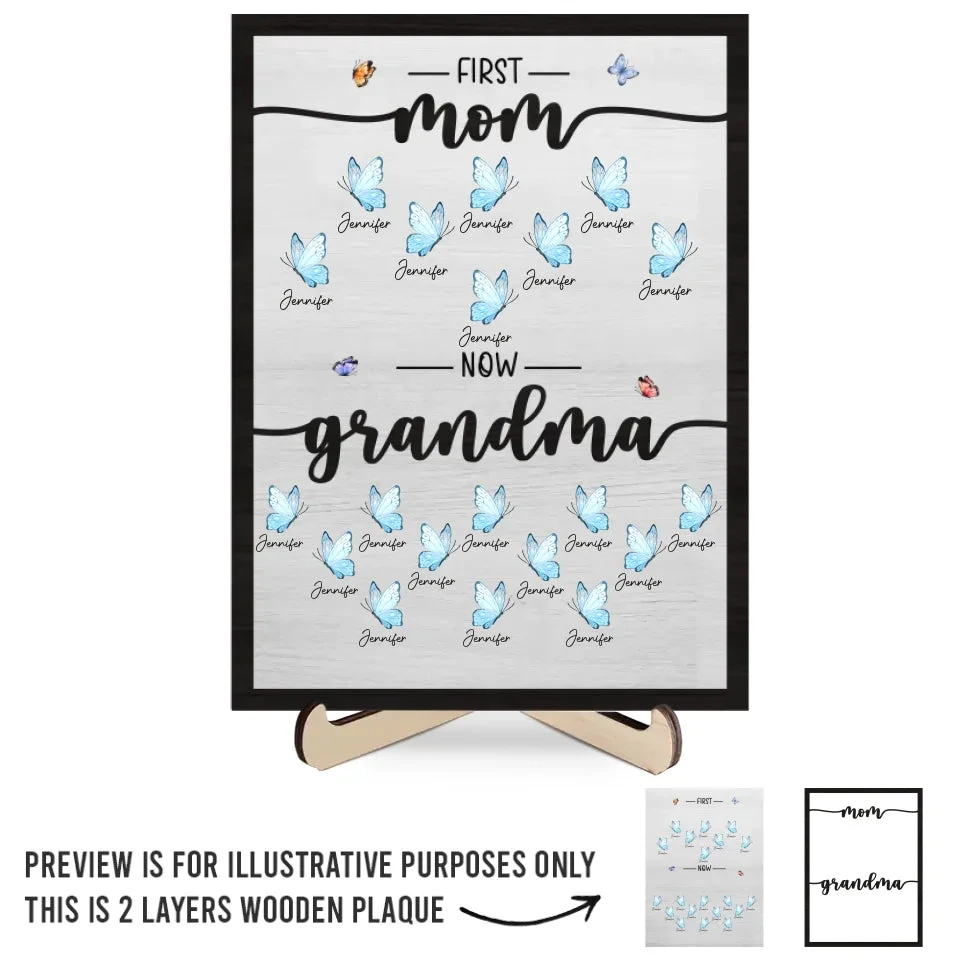 My First Home Was In Her Heart - Family Personalized Custom 2-Layered Wooden Plaque With Stand - Gift For Mom, Grandma 2 My First Home Was In Her Heart - Family Personalized Custom 2-Layered Wooden Plaque With Stand - Gift For Mom, Grandma - Image 2