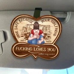 Take Care On The Road, My Heart - Couple Personalized Custom Car Visor Clip - Gift For Husband Wife, Anniversary