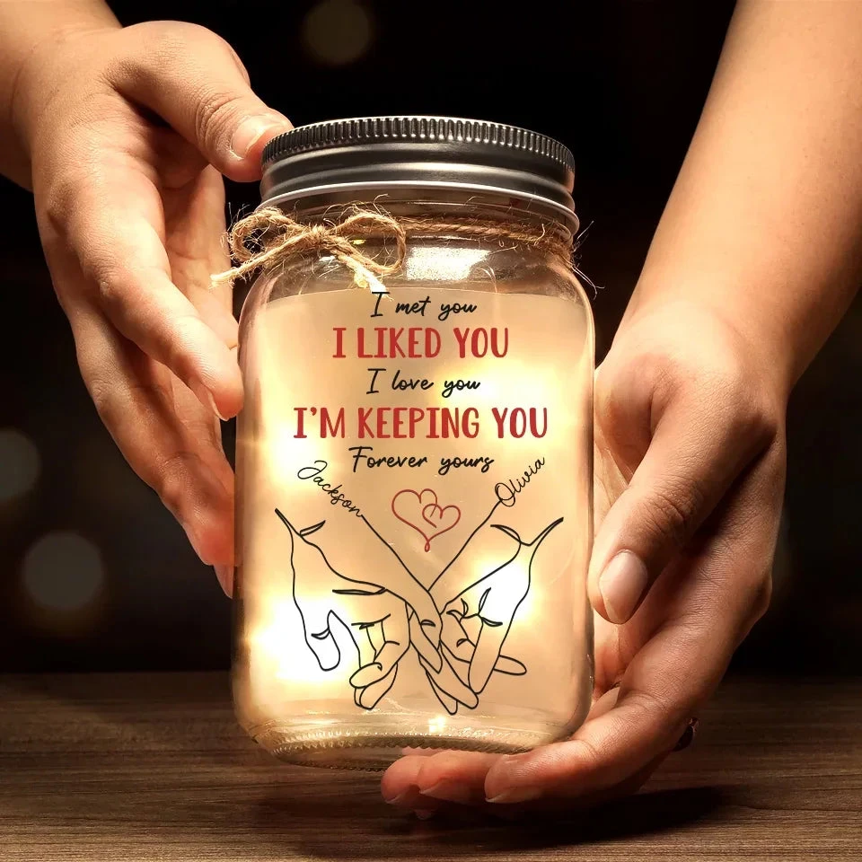 With You, I’ll Never Let Go - Couple Personalized Custom Mason Jar Light - Gift For Husband Wife, Anniversary 3 With You, I’ll Never Let Go - Couple Personalized Custom Mason Jar Light - Gift For Husband Wife, Anniversary - Image 3