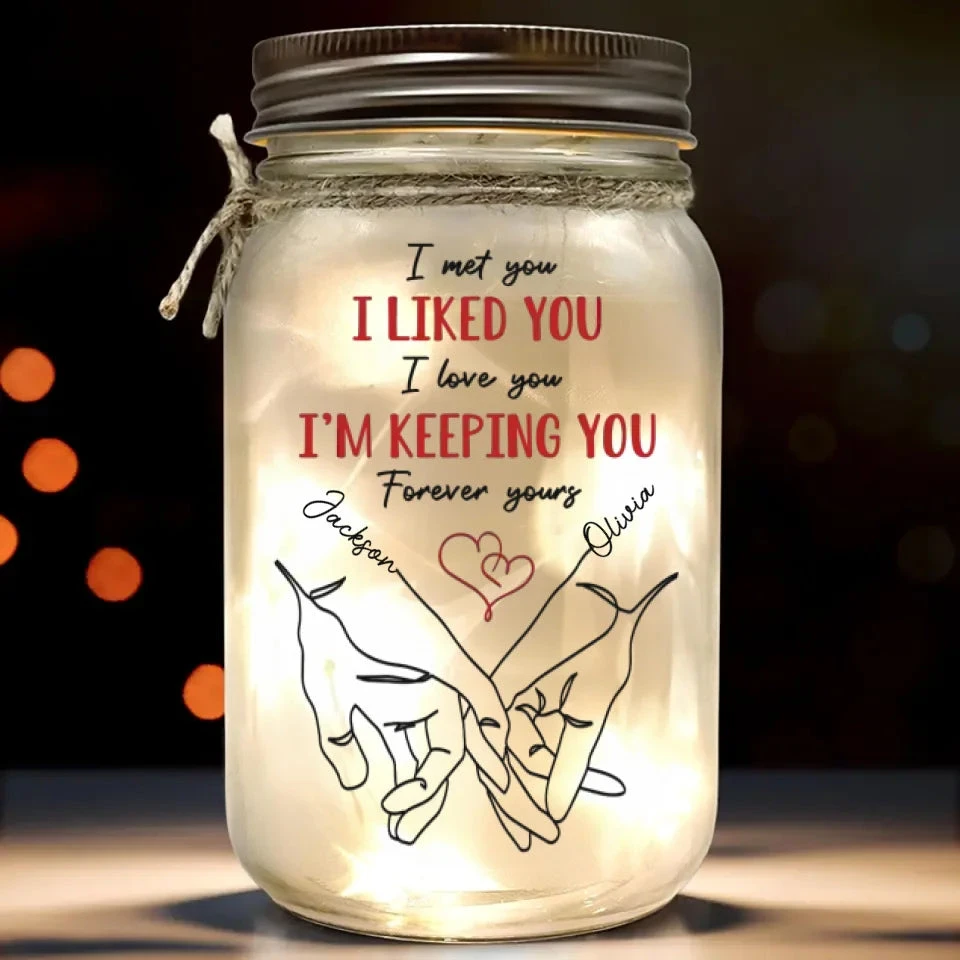 With You, I’ll Never Let Go - Couple Personalized Custom Mason Jar Light - Gift For Husband Wife, Anniversary 2 With You, I’ll Never Let Go - Couple Personalized Custom Mason Jar Light - Gift For Husband Wife, Anniversary - Image 2