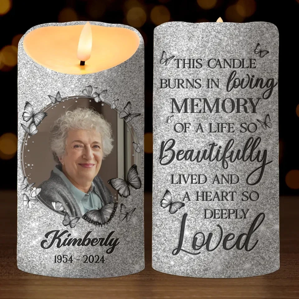 Custom Photo A Heart So Deeply Loved - Memorial Personalized Custom LED Candle - New Arrival, Sympathy Gift, Christmas Gift For Family Members 2 Custom Photo A Heart So Deeply Loved - Memorial Personalized Custom LED Candle - New Arrival, Sympathy Gift, Christmas Gift For Family Members - Image 2