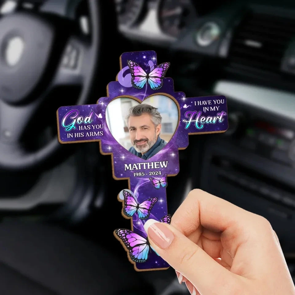 Custom Photo Forever In Our Hearts, Lighting Our Way - Memorial Personalized Custom Car Visor Clip - Sympathy Gift For Family Members 3 Custom Photo Forever In Our Hearts, Lighting Our Way - Memorial Personalized Custom Car Visor Clip - Sympathy Gift For Family Members - Image 3