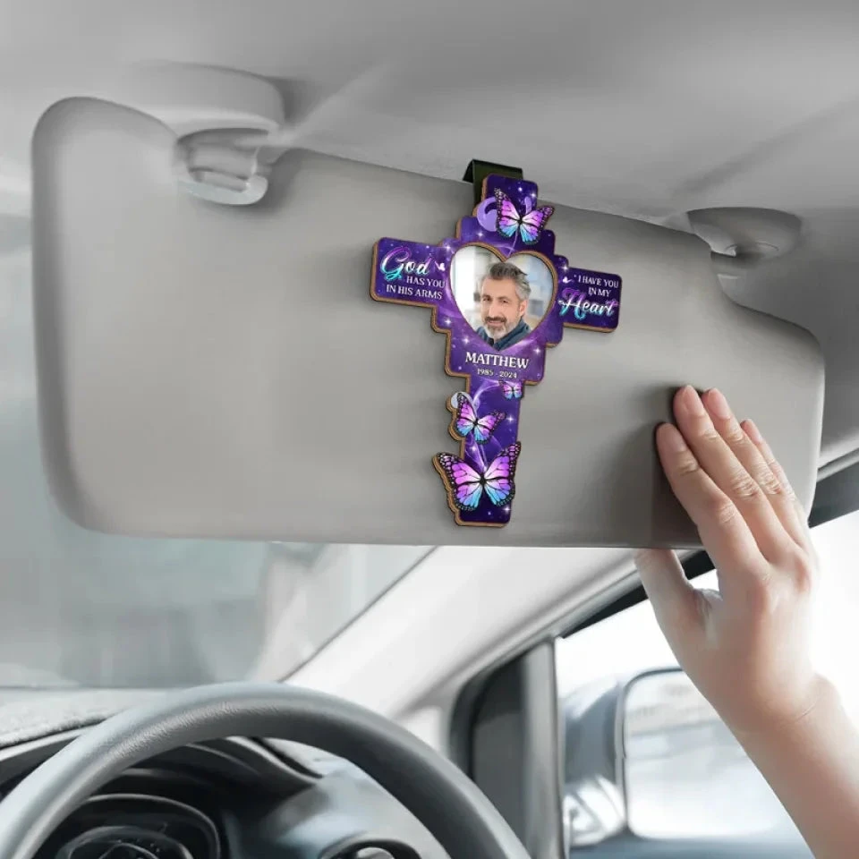 Custom Photo Forever In Our Hearts, Lighting Our Way - Memorial Personalized Custom Car Visor Clip - Sympathy Gift For Family Members 4 Custom Photo Forever In Our Hearts, Lighting Our Way - Memorial Personalized Custom Car Visor Clip - Sympathy Gift For Family Members - Image 4