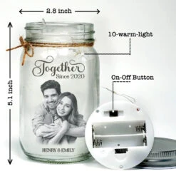 Custom Photo Our Love Is The Real Masterpiece Here - Couple Personalized Custom Mason Jar Light - Gift For Husband Wife, Anniversary -Pawfect House Store 676bc072ab005