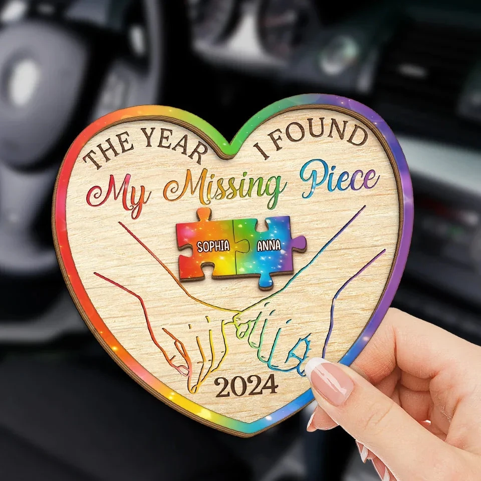 The Year I Found My Missing Piece - Couple Personalized Custom Car Visor Clip - Gift For Husband Wife, Anniversary, LGBTQ+ 3 The Year I Found My Missing Piece - Couple Personalized Custom Car Visor Clip - Gift For Husband Wife, Anniversary, LGBTQ+ - Image 3