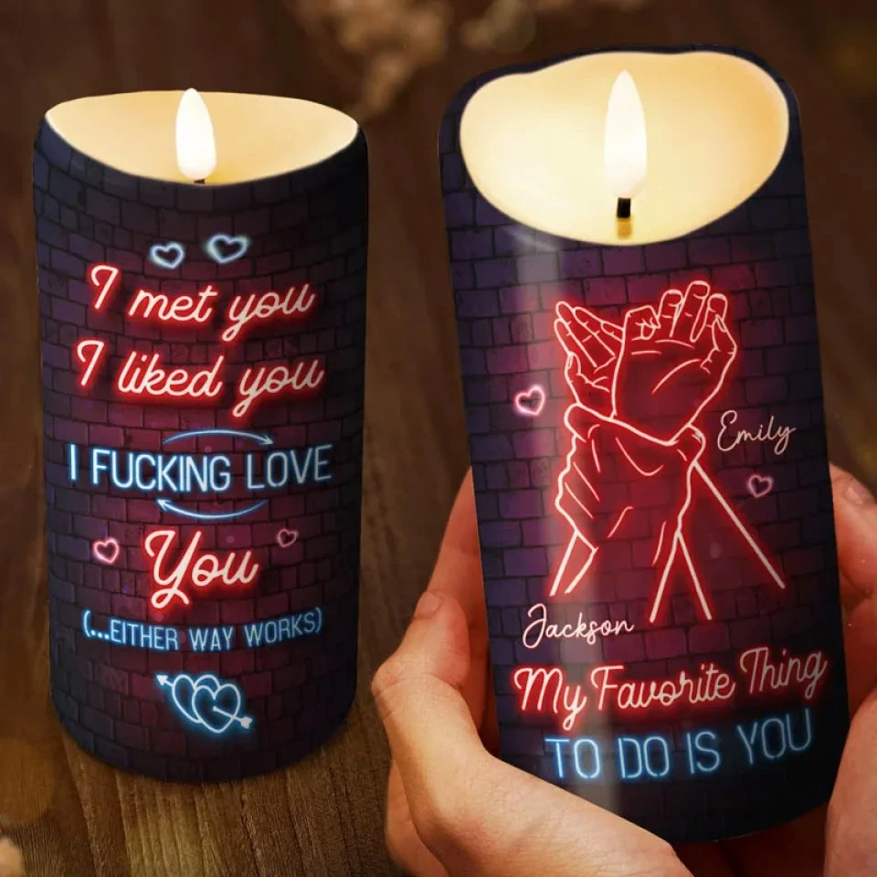 My Favorite Thing To Do Is You - Couple Personalized Custom LED Candle - Gift For Husband Wife, Anniversary 3 My Favorite Thing To Do Is You - Couple Personalized Custom LED Candle - Gift For Husband Wife, Anniversary - Image 3
