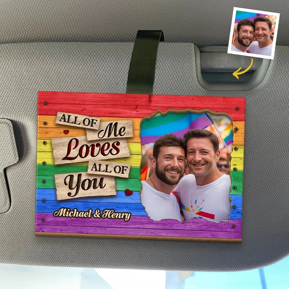 Custom Photo My Happy Place Is Wherever You Are - Couple Personalized Custom Car Visor Clip - Gift For Husband Wife, Anniversary, LGBTQ+ 1 Custom Photo My Happy Place Is Wherever You Are - Couple Personalized Custom Car Visor Clip - Gift For Husband Wife, Anniversary, LGBTQ+