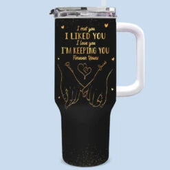 You're The One For Me - Couple Personalized Custom 40 Oz Stainless Steel Tumbler With Handle - Gift For Husband Wife, Anniversary, LGBTQ+