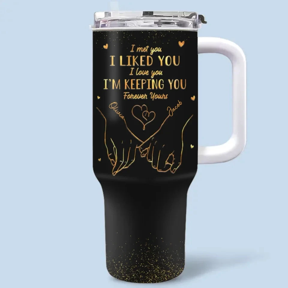 You're The One For Me - Couple Personalized Custom 40 Oz Stainless Steel Tumbler With Handle - Gift For Husband Wife, Anniversary, LGBTQ+ 2 You're The One For Me - Couple Personalized Custom 40 Oz Stainless Steel Tumbler With Handle - Gift For Husband Wife, Anniversary, LGBTQ+ - Image 2