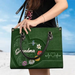 Every Grandma Is A Flower That Never Fades - Family Personalized Custom Leather Handbag - Gift For Mom, Grandma 8 Every Grandma Is A Flower That Never Fades - Family Personalized Custom Leather Handbag - Gift For Mom, Grandma -Pawfect House Store 676cf2df760a8