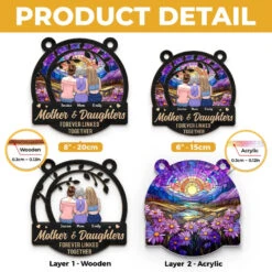 Daughters Fill A Mother’s Heart Forever - Family Personalized Window Hanging Suncatcher Ornament - Gift For Mom, Daughter -Pawfect House Store 676de2107976e