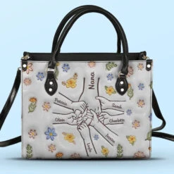 Grandma’s Touch Is A Hug For The Soul - Family Personalized Custom 3D Inflated Effect Printed Leather Handbag - Gift For Mom, Grandma