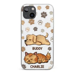 Pets Leave Paw Prints On Our Hearts - Dog & Cat Personalized Custom 3D Inflated Effect Printed Clear Phone Case - Gift For Pet Owners, Pet Lovers