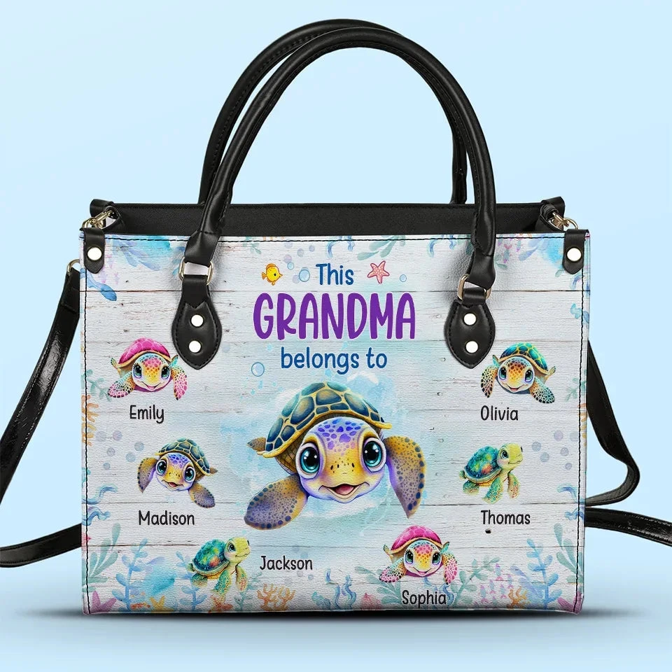 This Grandma Belongs To - Family Personalized Custom Leather Handbag - Gift For Mom, Grandma 1 This Grandma Belongs To - Family Personalized Custom Leather Handbag - Gift For Mom, Grandma