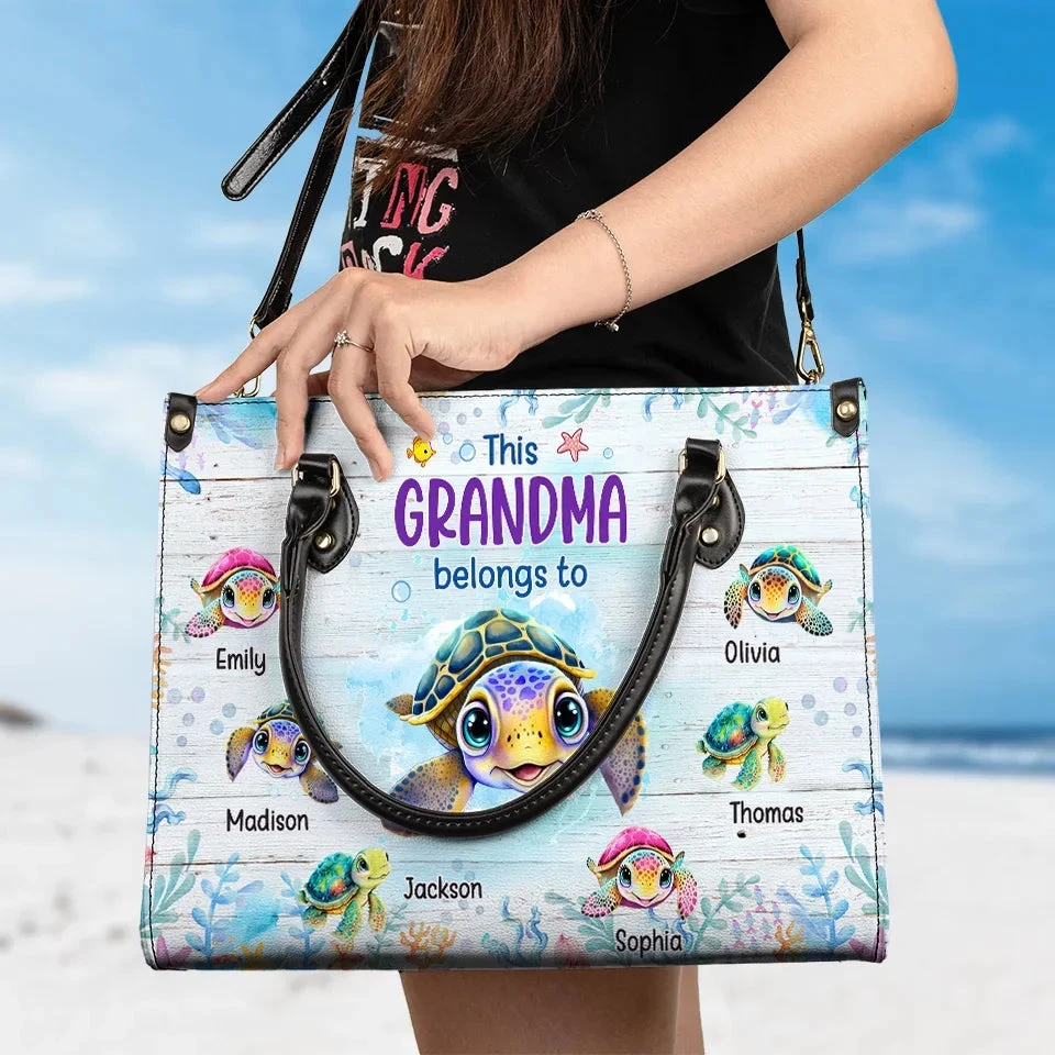 This Grandma Belongs To - Family Personalized Custom Leather Handbag - Gift For Mom, Grandma 4 This Grandma Belongs To - Family Personalized Custom Leather Handbag - Gift For Mom, Grandma - Image 4