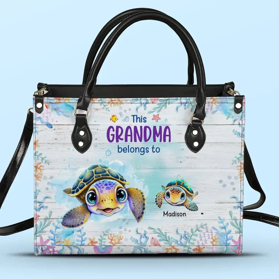 This Grandma Belongs To - Family Personalized Custom Leather Handbag - Gift For Mom, Grandma 2 This Grandma Belongs To - Family Personalized Custom Leather Handbag - Gift For Mom, Grandma - Image 2
