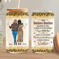 Friends Are The Family We Choose For Ourselves - Bestie Personalized Custom Glass Cup, Iced Coffee Cup - Gift For Best Friends, BFF, Sisters