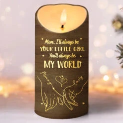 Her Hands Held My World - Family Personalized Custom LED Candle - Gift For Mom, Daughter