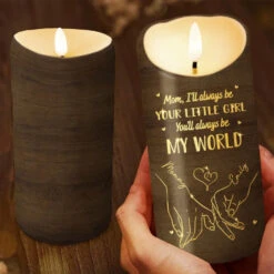 Her Hands Held My World - Family Personalized Custom LED Candle - Gift For Mom, Daughter -Pawfect House Store 67789bf85915d