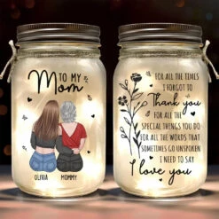 A Mother’s Love For Her Daughter Knows No Limits - Family Personalized Custom Mason Jar Light - Gift For Mom, Daughter