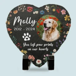 Memorial Personalized Custom Heart Shaped Stone With Stand AMZ - New Arrival, Christmas Gift, Sympathy Gift For Pet Owners, Pet Lovers, Garden Memorial Stone