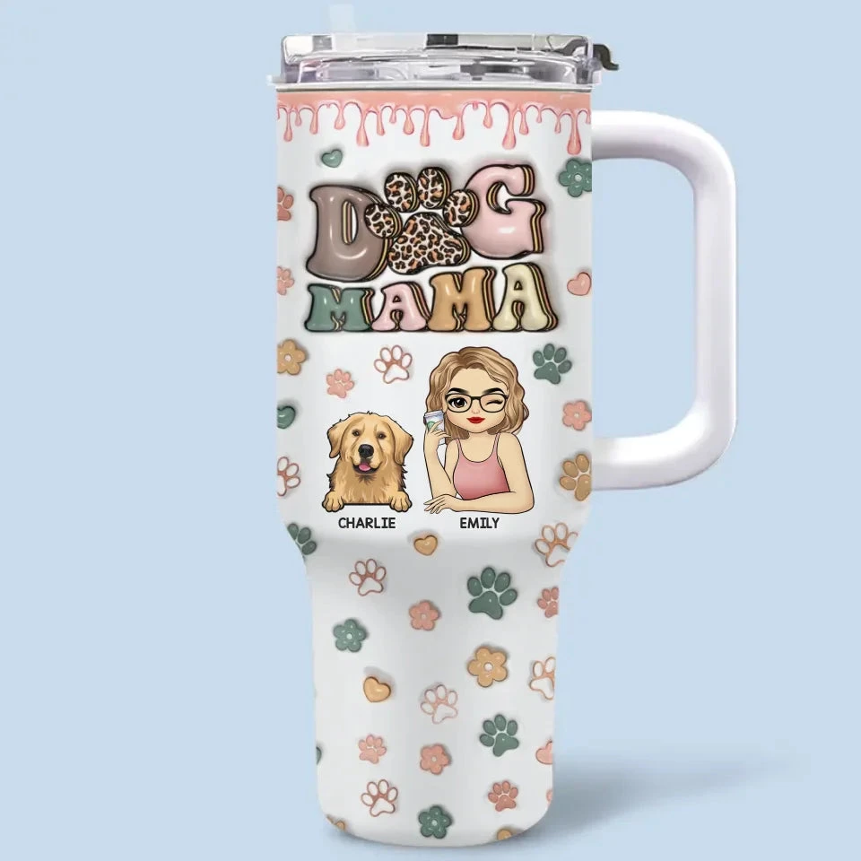 Fur Mama - Dog & Cat Personalized Custom 3D Inflated Effect Printed 40 Oz Stainless Steel Tumbler With Handle - Gift For Pet Owners, Pet Lovers 2 Fur Mama - Dog & Cat Personalized Custom 3D Inflated Effect Printed 40 Oz Stainless Steel Tumbler With Handle - Gift For Pet Owners, Pet Lovers - Image 2