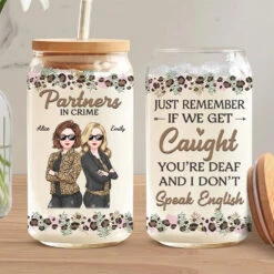 We Go Together Like Trouble And Fun - Bestie Personalized Custom Glass Cup, Iced Coffee Cup - Gift For Best Friends, BFF, Sisters