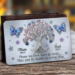 Those We Love Don't Go Away, They Just Fly Beside Us Every Day - Memorial Personalized Custom Aluminum Wallet Card - Sympathy Gift For Family Members